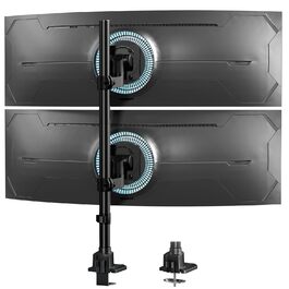 Кріплення для монітора 2 монітори один над одним, 24-57 дюймів, для плоских та вигнутих екранів, вантажопідйомність 2-27 кг, чорний