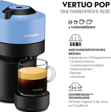 Кавомашина Nespresso Vertuo Pop ENV90.P: Cold Brew, Bluetooth, 4 розміри чашок, без Aeroccino, Pacific Blue