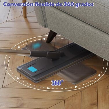 Набір для миття підлоги Wischmopp з відром, мікрофібра, віджимний механізм, 2 в 1, регульована ручка, 6 мікрофібрових насадок, сірий + блакитний