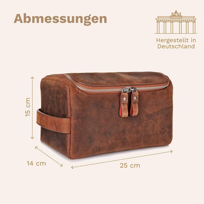 Сумка для косметики DONBOLSO® Helsinki I з натуральної шкіри коричневого кольору, для чоловіків та жінок, з можливістю підвішування