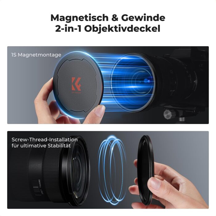 CPL фільтр K&F Concept 77mm: кругла поляризаційна фільтр з магнітним кріпленням, HD скло з Nano-Xcel покриттям