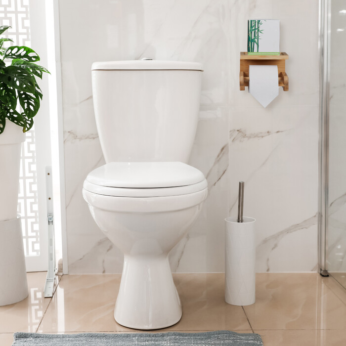 Relaxdays Bamboo Toilet Paper Holder with Storage Shelf