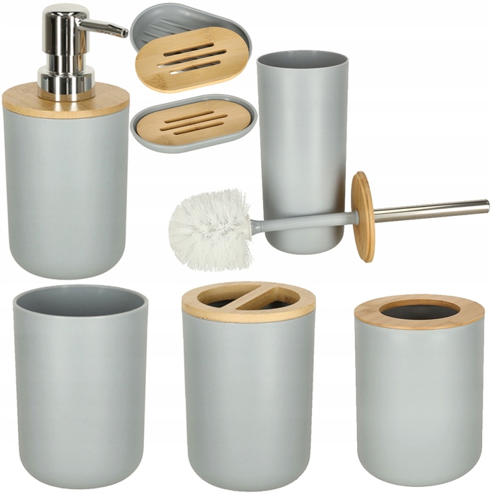 Набір аксесуарів для ванної кімнати (6 предметів): дозатор для мила, стакан та мильниця