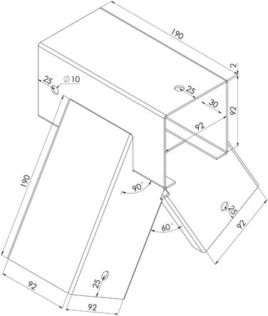 TRIBECCO® Square Swing Connector 90/90mm 90° (90° Grey) made of powder-coated steel sheet for garden swings, stable triangular A-shape with mounting holes Ø 10 mm