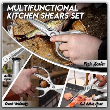 Набір кухонних ножиць DRAGON RIOT Stabile: 2 шт. (японська сталь), для м'яса, птиці, кісток. Нержавіюча сталь, гострі