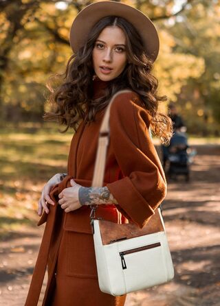 Сумка жіноча через плече Shrrie бежево-коричнева з ременем, екошкіра, трендова хобо-сумка для подорожей