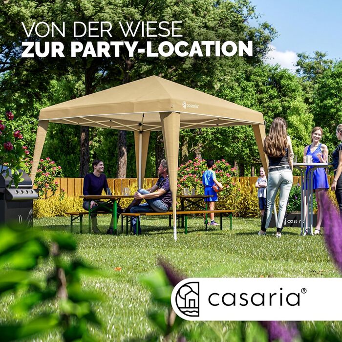 CASARIA® Capri Pavilion 3x3m Pop-Up UV Protection 50+ Waterproof Winter-Proof with Bag Foldable Stable Camping Garden Pop-Up Pavilion Party Tent (Cream)