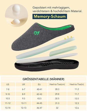 Чоловічі халапи VeraCosy з пам'яті піни, двоколірні, 44/45 EU, зелені