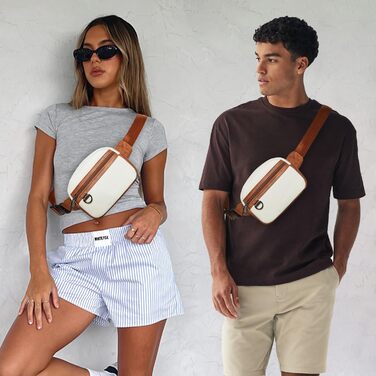 Жіноча та чоловіча поясна сумка, 2 л, веганська шкіра, коричнева, 8 дюймів. Ідеальна для подорожей, піших прогулянок та бігу.