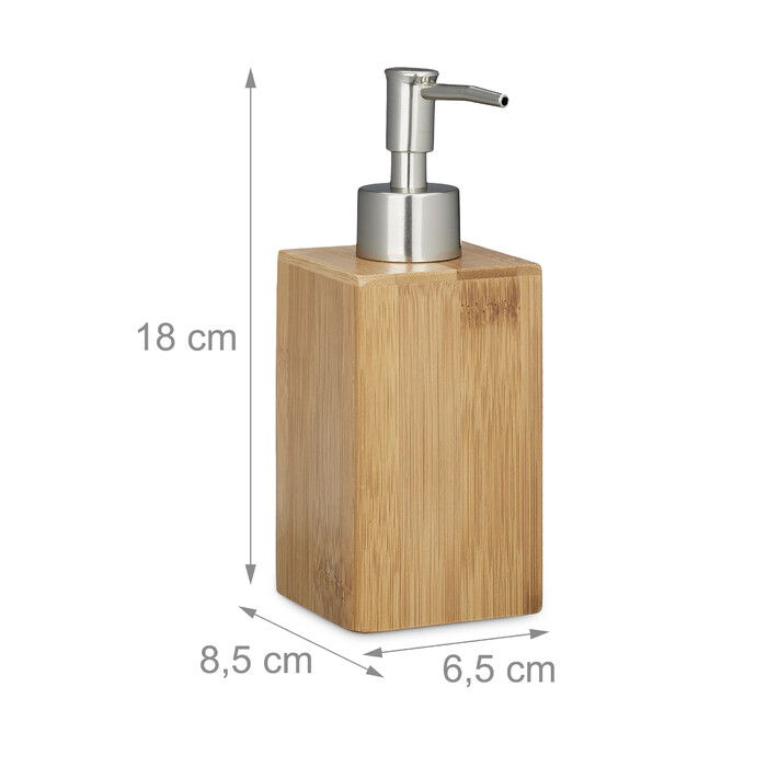 Relaxdays Bamboo Soap Dispenser, Square