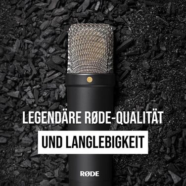 Мікрофон RØDE NT1 Signature Series: конденсаторний, з поп-фільтром, XLR-кабель для запису вокалу, музики, стрімінгу та подкастингу, чорний