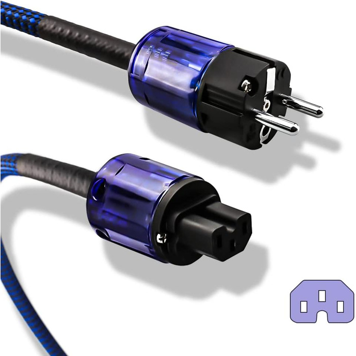 Hi-Fi мережевий кабель Tertullus High End C15 для аудіосистем, штекер Schuko — C15, 1м (P037)