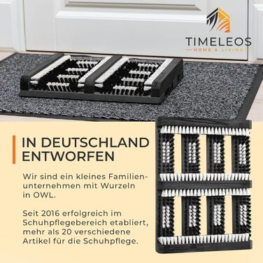 TIMELEOS Shoe Scraper Outdoor & Indoor, made of wood - non-slip & durable with strong, easy-to-clean bristles | Universal shoe cleaner, removes grass, snow, sand & dust doormat outdoor