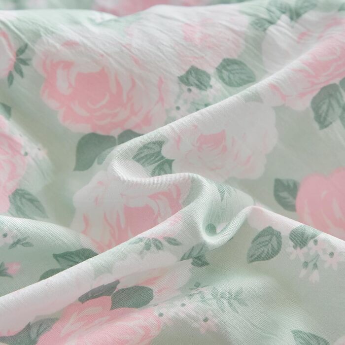 Комплект постільної білизни для дитячого ліжечка, зелений квітковий принт, 120x150 см. М'який двосторонній комплект з ковдрою та подушкою для дівчинки