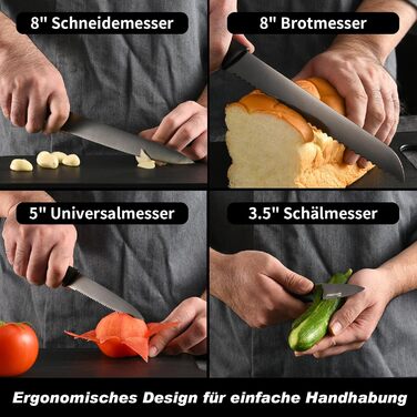 KATISUN 16-Piece Japanese Steel Knife Set with Block - Includes Sharpener, Cutting Board & Kitchen Shears - Durable Titanium Coated Kitchen Knife Set for Chopping, Slicing & Dicing