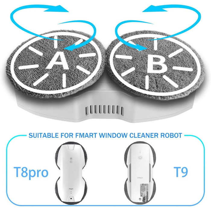 Fmart T10 Window Cleaning Robot - Automatic Two-Way Spray System with Triple Safety System, Intelligent Navigation, Remote Control, for all smooth surfaces, with 10 cloths