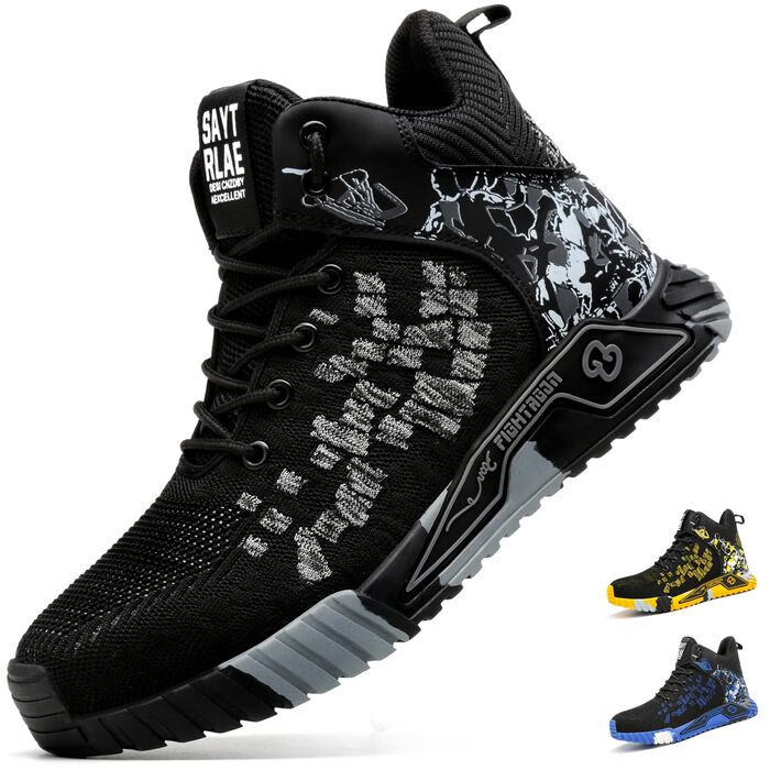 Черевики робочі чоловічі/жіночі, захисні, спортивні, з металевим носком, антиковзаючі, чорні, розміри 37-46 EU