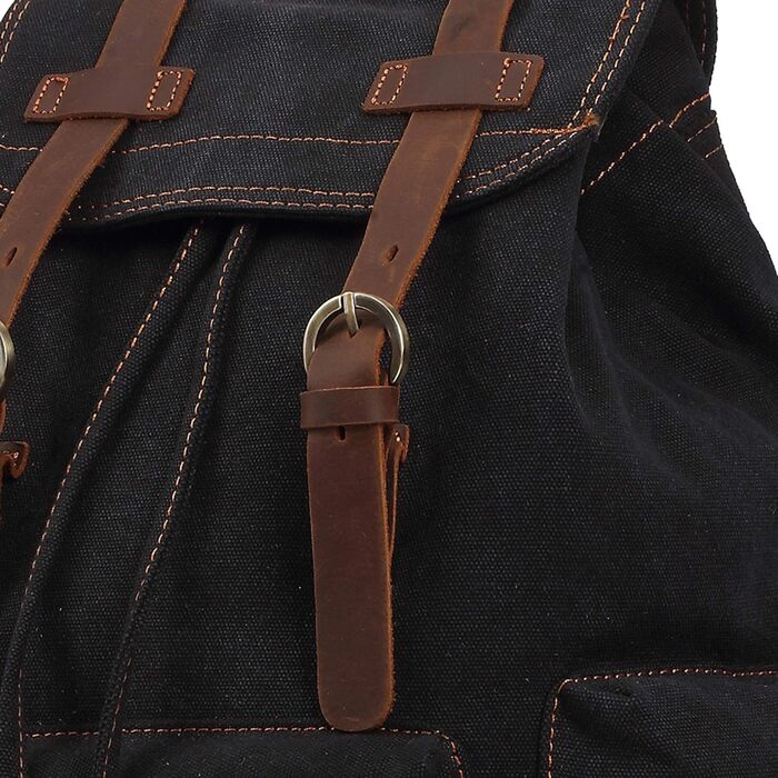 Чорний рюкзак KAUKKO 15 дюймів: стильний ретро-рюкзак для жінок та чоловіків, 27×16×41 см, велика місткість, ідеальний для подорожей, кемпінгу та активного відпочинку