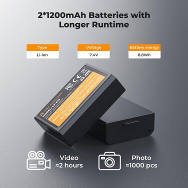 Акумулятор K&F CONCEPT LP-E10 (2 шт.) з подвійним зарядним пристроєм Micro USB/Type-C, сумісний з Canon EOS 1100D/1300D/1500D/1200D/X50