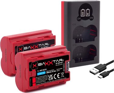 Акумулятор Baxxtar NP-W235 2600 mAh (2 шт.) з NTC сенсором + Зарядний пристрій Mini 18882 USB Dual LCD для Fuji GFX та X-серії