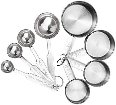 Stackable Measuring Cups Kitchen Measuring Spoon Set Stainless Steel Teaspoon Home Measuring Cups and Spoon Set (8pcs Measuring Cup)