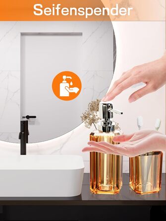 Набір аксесуарів для ванної кімнати, 4 шт. Акриловий набір для ванної: дозатор для лосьйону, стакан, тримач для зубних щіток, мильниця. Сучасний декор для ванної кімнати.