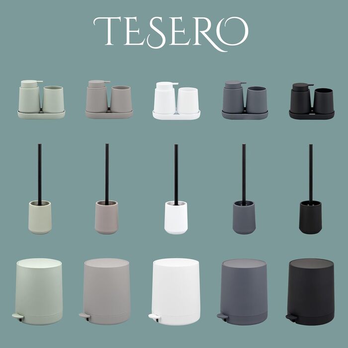 Набір аксесуарів для ванної кімнати Eluno Tesero, 3 шт. (дозатор мила, стакан, миска), чорний пластик