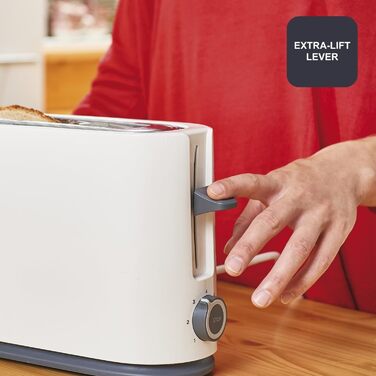 Тостер Black+Decker BXTO1001E, 1000 Вт, 7 рівнів підсмажування, підйом тостів, білий