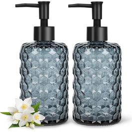 Скляні дозатори для мила Topsky (2 шт.), 400 мл, з чорною помпою, для кухні та ванної кімнати