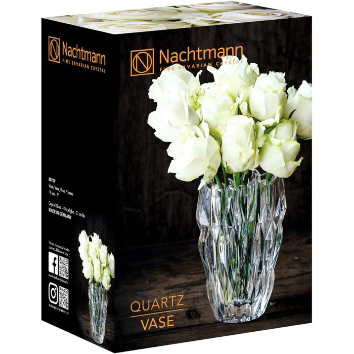 Ваза Nachtmann Quartz з кришталевого скла, 16 см, для квітів, стіл, миття в посудомийній машині
