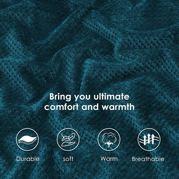 Плюшевий плед SOCHOW з флісу, 220x240 см, блакитно-зелений | Плед для ліжка, дивана, крісла