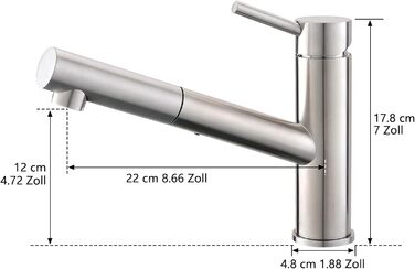 Кухонний змішувач AIMADI висувний чорного кольору з 3-ма режимами, душовою насадкою, шлангом 38 см, однорідний змішувач для холодної та гарячої води, підходить для раковини та кухонного острова. Змішувач для кухні з водоспадом, чорний (з матовою обробкою)