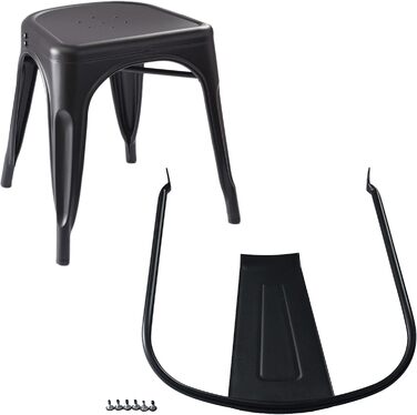 Набір з 4 стільців Amazon Basics Bistro, металеві, чорні, 51x43x85 см - для кухні та вулиці