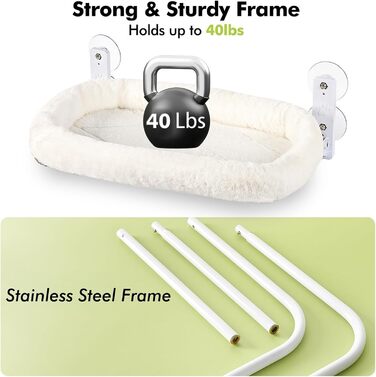 Крісло-гамак для котів на вікно 60x30 см, розкладне, сірий (білий, 30x60 см), до 18 кг