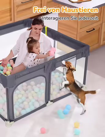 Dripex Playpen Baby 120x180cm, Playard Baby 300D Oxford Fabric, Baby Playpen with Breathable Mesh, Large Safety Play Area, Playpen, Grey