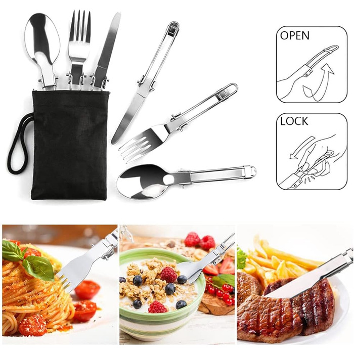 Набір кухонного посуду aiGear для кемпінгу та подорожей | Алюмінієвий посуд для кемпінгу, похідів, пікніків | Чорний