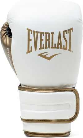 Боксерські рукавички Everlast Powerlock 2R для спарингу та тренування з боксерською грушею, з підтримкою зап'ястя, 4-шаровий шар, оригінальна екіпіровка Everlast (білий/золотий, 12oz)