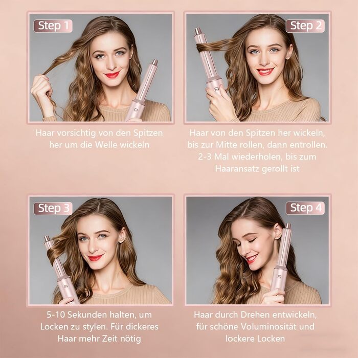 Фен-щітка 5 в 1 для волосся, Airstyler з феном, для створення об'єму та локонів, рожевий, з Європейською вилкою