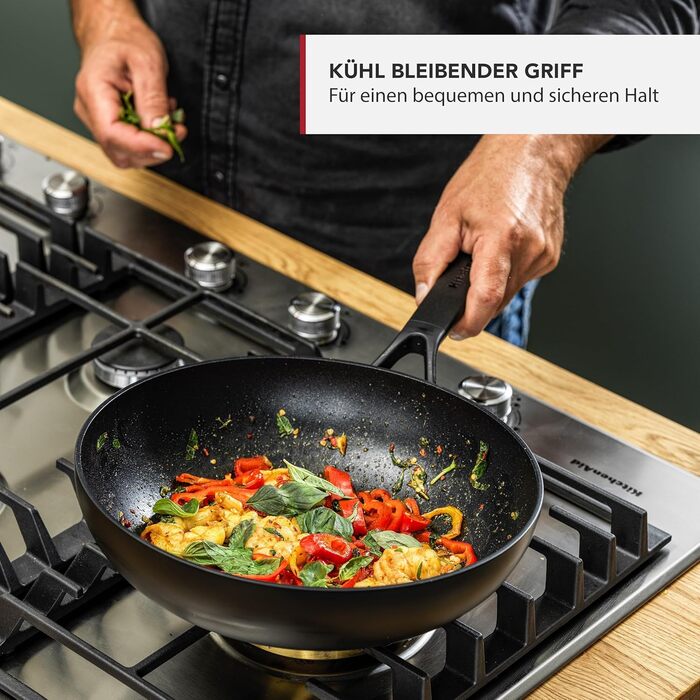 Млинцева пательня KitchenAid Classic Forged 24 см, анодований алюміній, керамічне антипригарне покриття без PFAS, для індукції, духовки та посудомийки, чорна