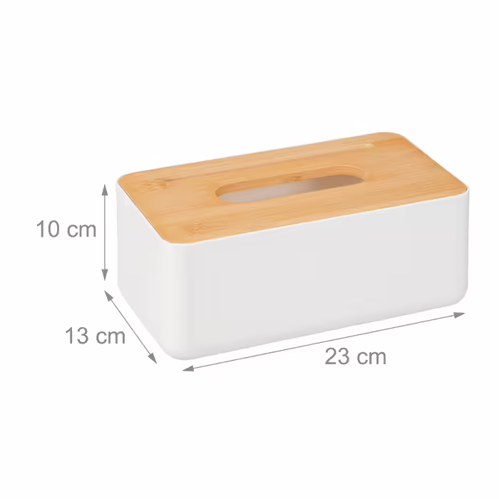 Relaxdays White Towel Box with Bamboo Lid