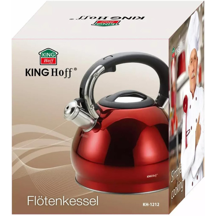 Чайник King Hoff з нержавіючої сталі та бронзи, 3.4 л, KH-1213 (червоний)