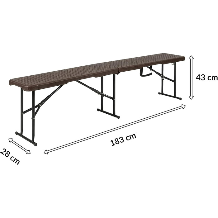 Стіл-буфет Floordirekt Buffettisch: розкладний пластиковий стіл 183x76 см з ручкою для перенесення, для саду, тераси, балкону, кемпінгу (на 6 осіб)