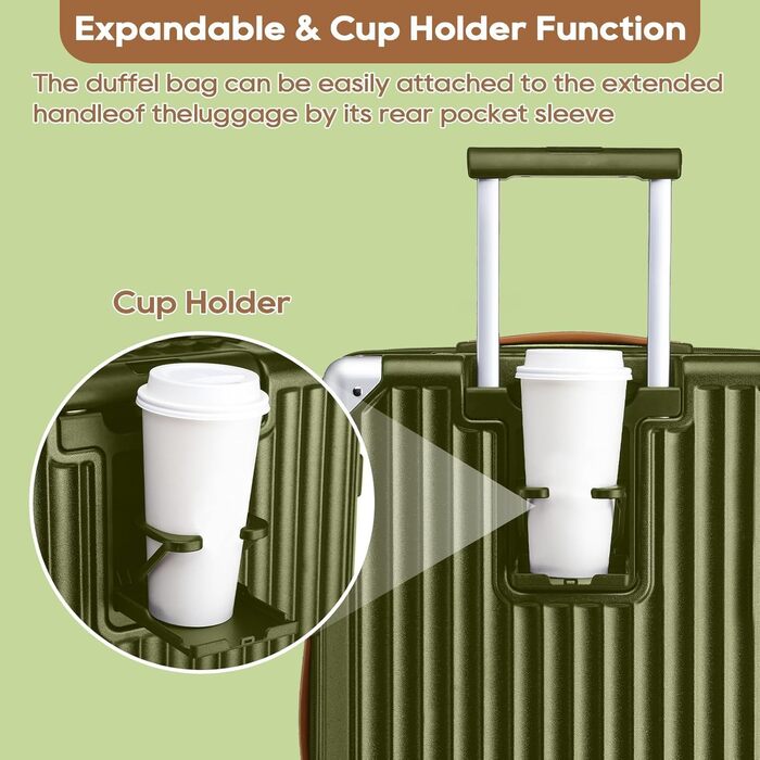 Набір валіз Joyway 5шт з ABS, розширюваний, з TSA замком, 4 колеса, набір для подорожей, зелений