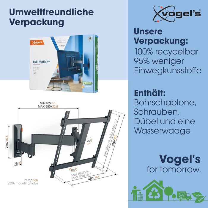 Настінне кріплення для телевізора Vogel's Comfort TVM 3445 Full-Motion 32-65