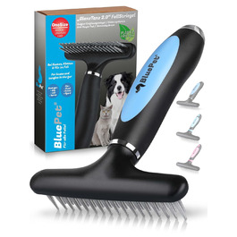 Феллентвіррer BluePet - розпушувач та вичіска для довгошерстих собак та котів. Розпушувач з двома рядами пінів, розплутує, видаляє підшерсток, розгладжує та вирівнює довге волосся (Версія 2.0, блакитний)