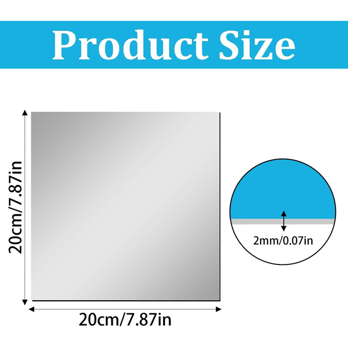 10 самоклеючих дзеркальних наліпок, 20x20 см, 2 мм акрилової плівки для ванної, вітальні, спальні, шафи