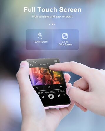 MP3 плеєр 64GB Bluetooth 5.3 HiFi, з радіо FM, диктофоном, металевим корпусом та сенсорним екраном 2.4