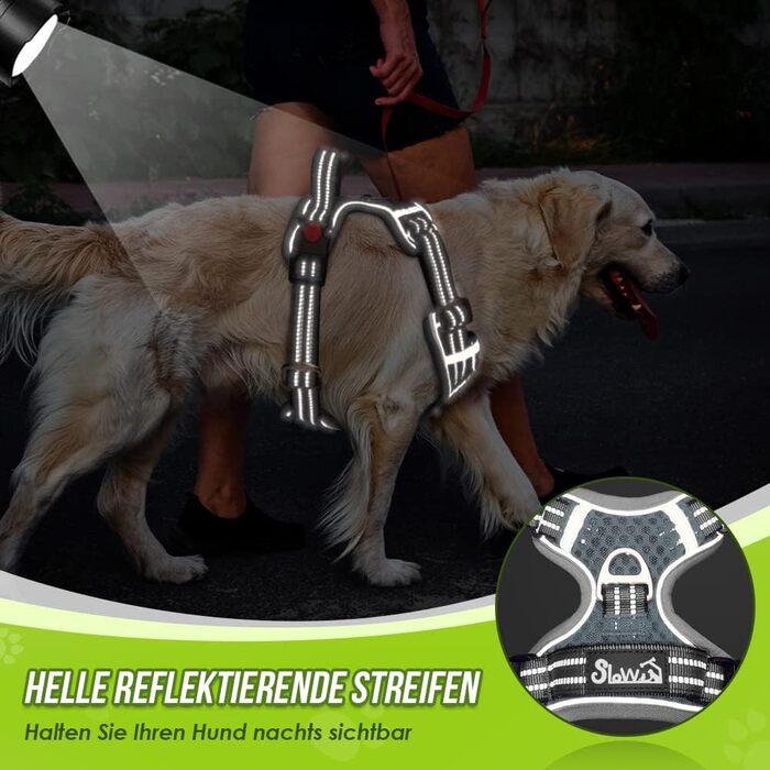 Шлейка для собак маленьких та середніх порід, Air Mesh дихаюча, з м'якою ручкою та замикаючими карабінами, анти-вислизаюча, світловідбиваюча, для цуценят (Сірий, M)