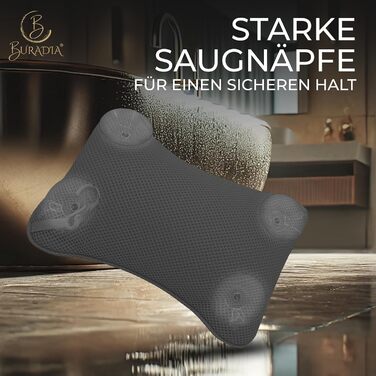 Подушка для ванни з сіткою для прання - Максимальний комфорт та релаксація з Air Mesh технологією. Подушка для ванни з 4 міцними присосками. Підтримка шиї/голови (Сірий)