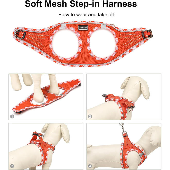 Нашийник для собак та котів, маленький, світловідбиваючий, дихаючий, анти-тяга, безпечний, L, Mandarine